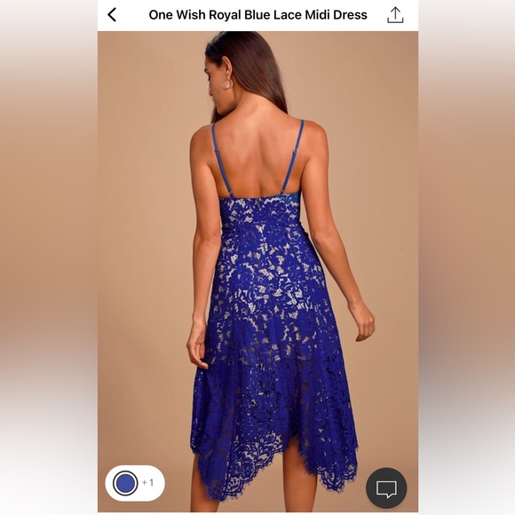 Lulus Royal Blue Lace Midi Dress Size S excellent condition, worn once - Picture 2 of 8